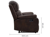 SOFA DOBLE RECLINABLE MICROCUERO CAFE OSCURO SA-4248